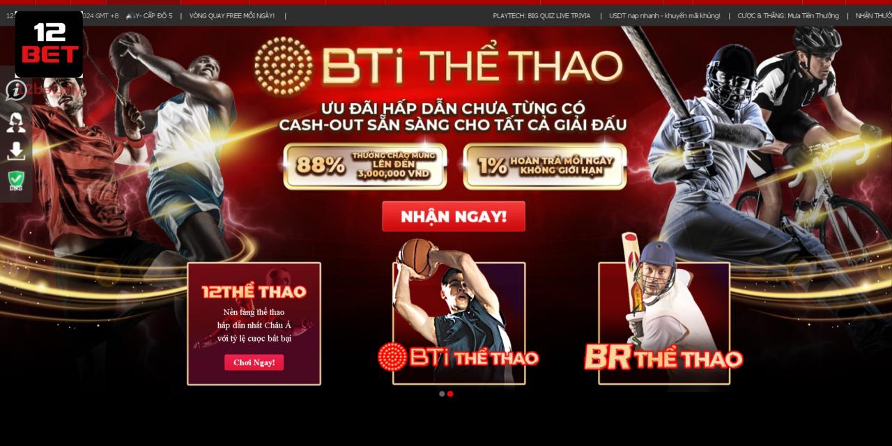12 Thể Thao 12Bet - Sân Chơi Đỉnh Cao, Đặt Cược Cực Đã 1 12 thể thao mang tới nhiều trải nghiệm thú vị dành cho người tham gia