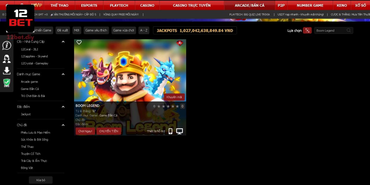 Boom Legend 12Bet: Thử Thách Săn Cá Hiện Đại Hoàn Toàn Mới 1 Boom Legend gây ấn tượng với phong cách hoàn toàn mới